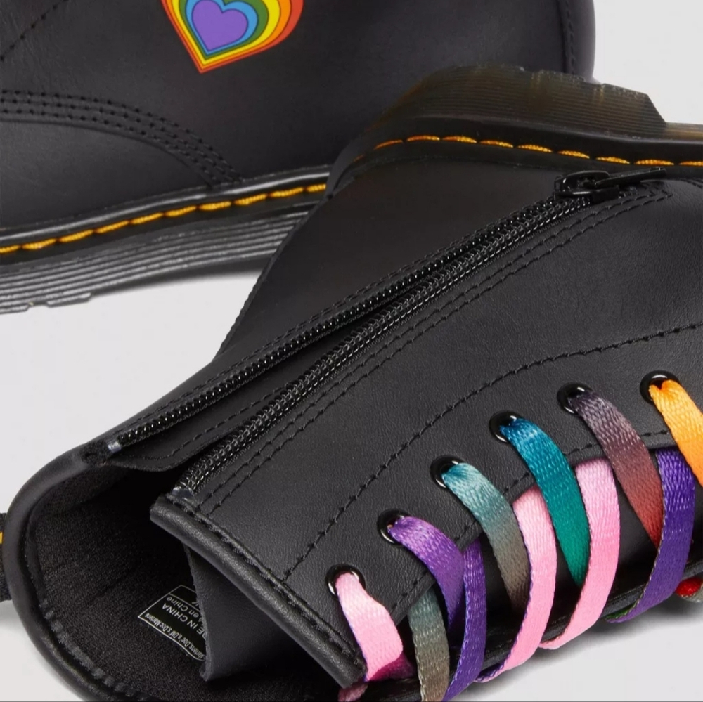 Dr. Martens 1460 Black Boots with Rainbow Accents Side Zipper Size 8 - Picture 6 of 11
